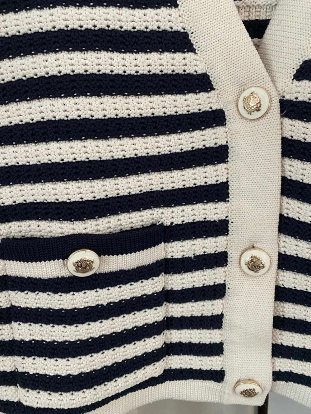 Talbots - Kate Striped Black & White Cardigan - Size Large
